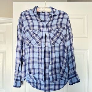 Express Blue Plaid Button Down Shirt